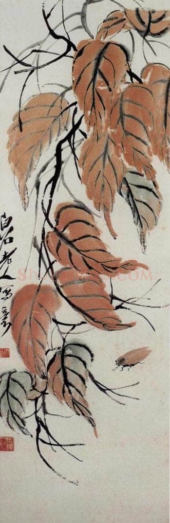 约40年代中期 齐白石 《贝叶秋蝉图》 书画作品