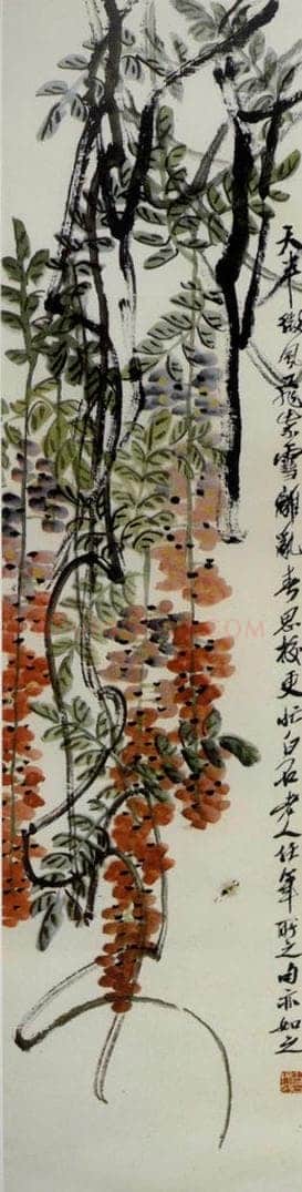 约40年代中期 齐白石 《紫藤》 书画作品