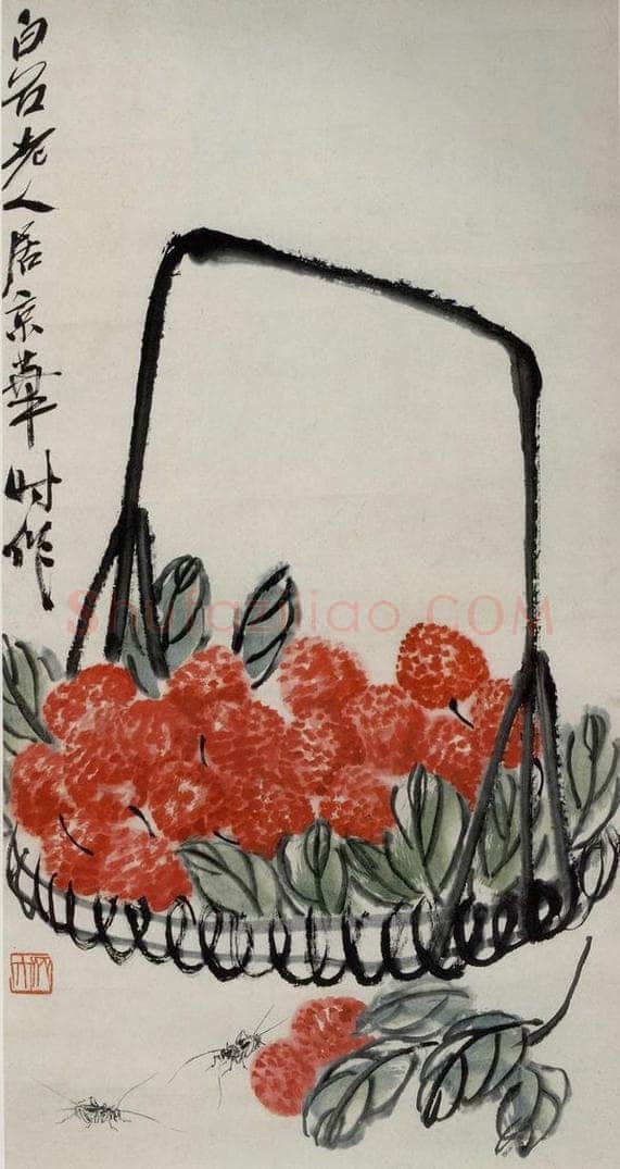 约40年代中期 齐白石 《荔枝蟋蟀》 书画作品