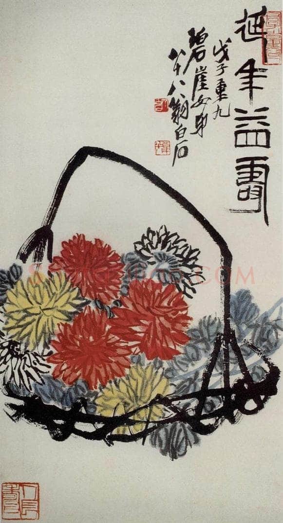 1948年 齐白石 《延年益寿》 书画作品