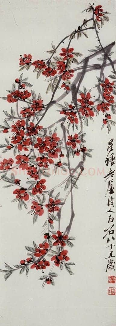1945年 齐白石 《桃花》 书画作品