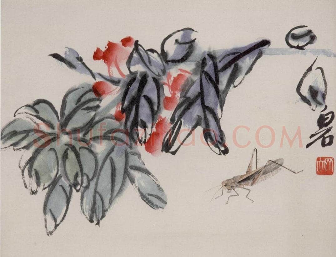 1945年 齐白石 《花鸟虫草册页》 书画作品