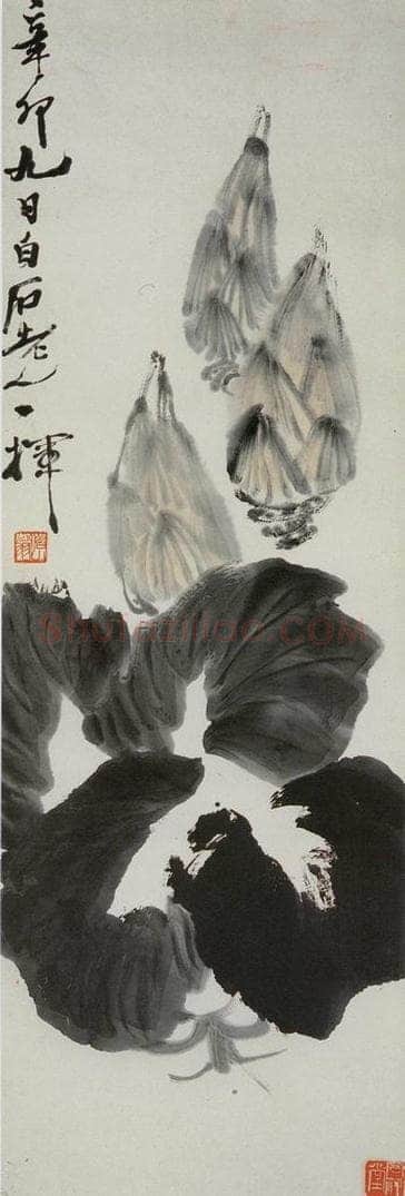 1951年 齐白石 竹笋白菜 书画作品