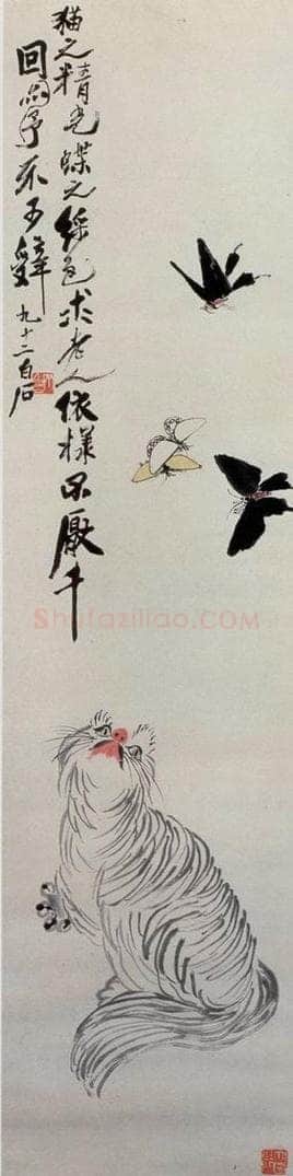 齐白石 猫蝶图 书画作品
