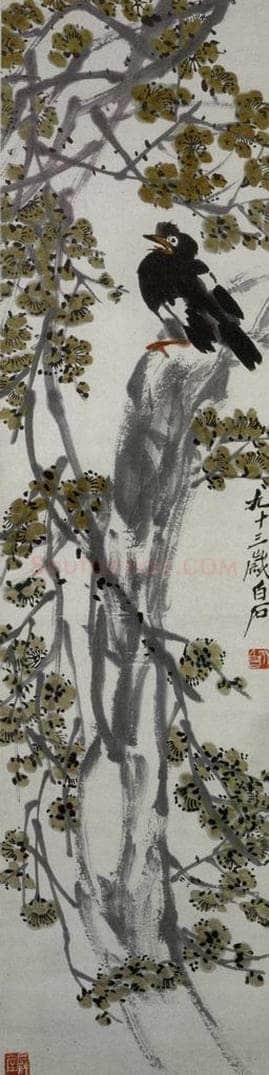 齐白石 黄梅八哥 书画作品