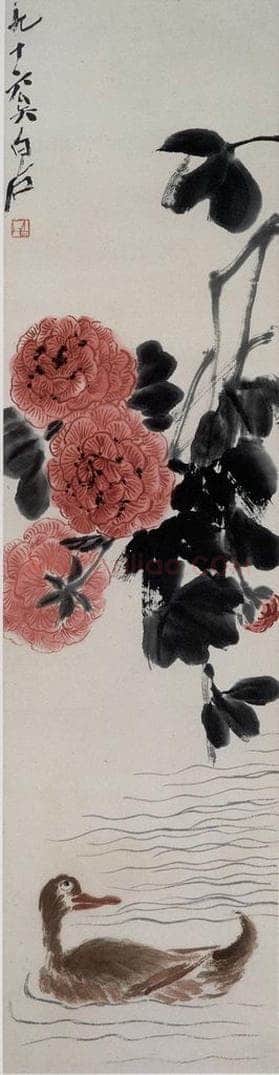 齐白石 芙蓉游鸭 书画作品