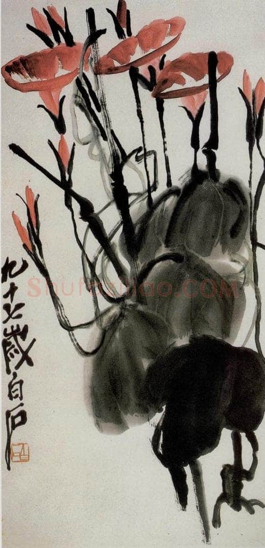 齐白石 牵牛花 书画作品