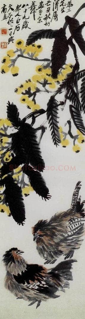 1949年 齐白石 琵琶双鸡 书画作品
