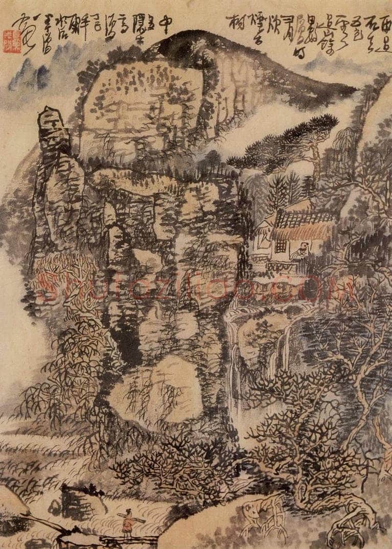 1977年 黄秋园 《高僧隐居图》 书画作品