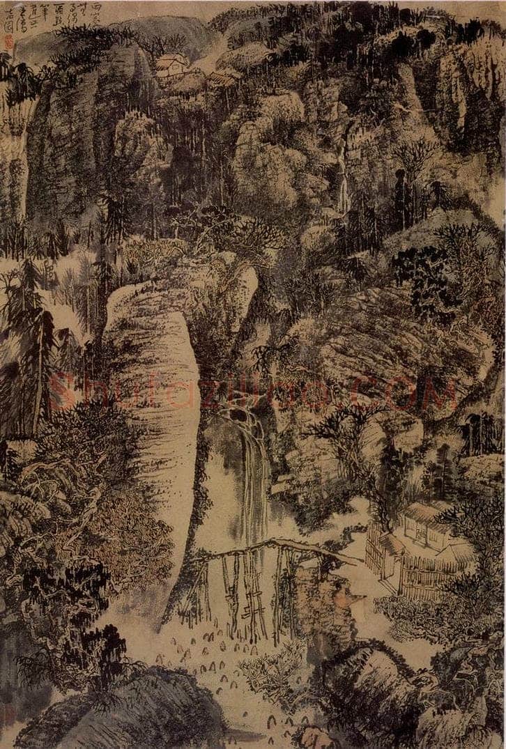 1977年 黄秋园 《清泉鸣谷图》 书画作品