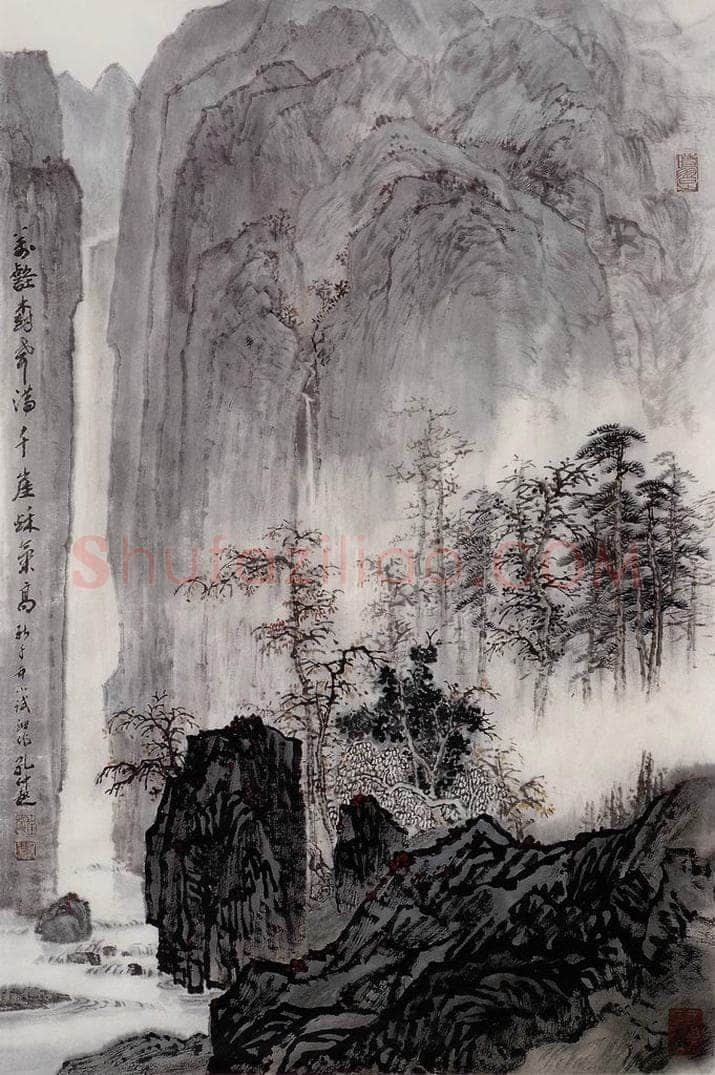 孔仲起 《万壑树声满》 书画作品