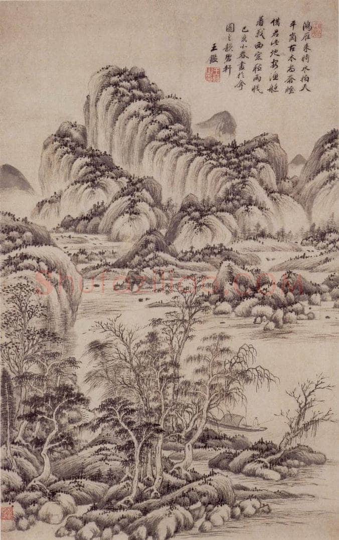 清 王鉴 杨铁厓诗意图轴 书画作品