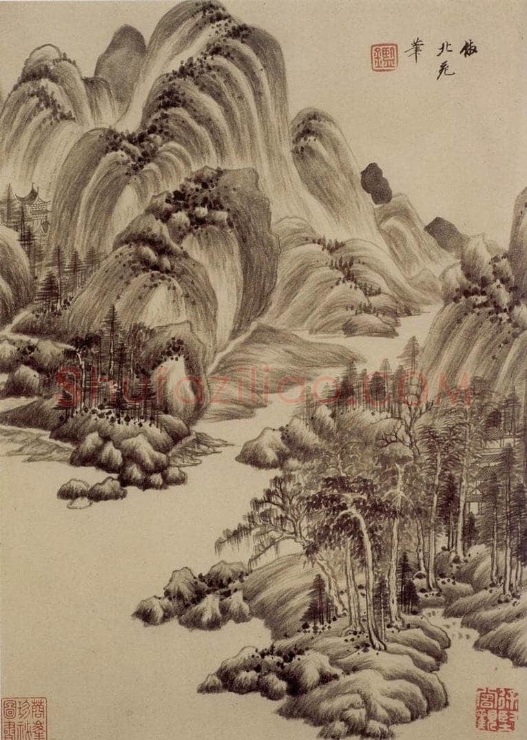 清 王鉴 仿古山水册 书画作品