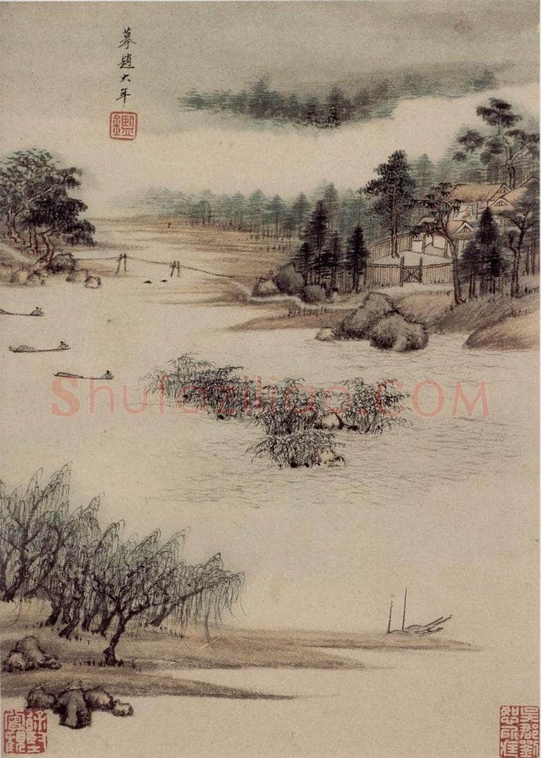 清 王鉴 仿古山水册 书画作品