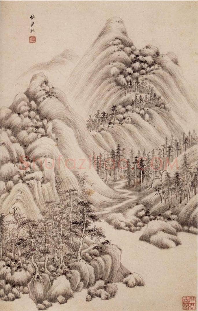 清 王鉴 仿宋元山水册 书画作品