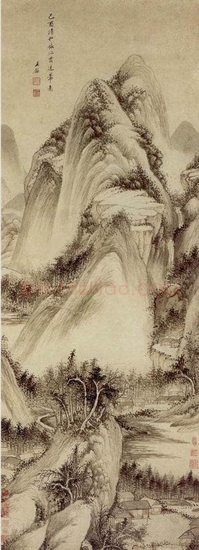 清 王鉴 仿江贯道山水轴 书画作品