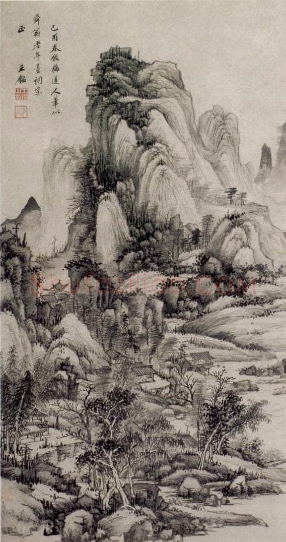 清 王鉴 仿梅道人山水轴 书画作品