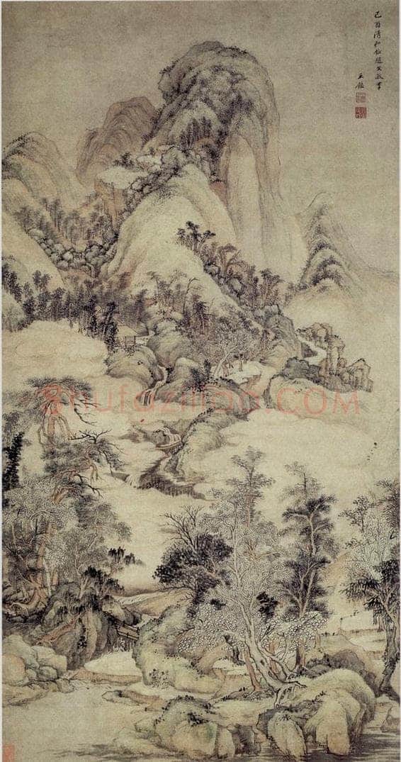 清 王鉴 仿赵孟頫山水轴 书画作品