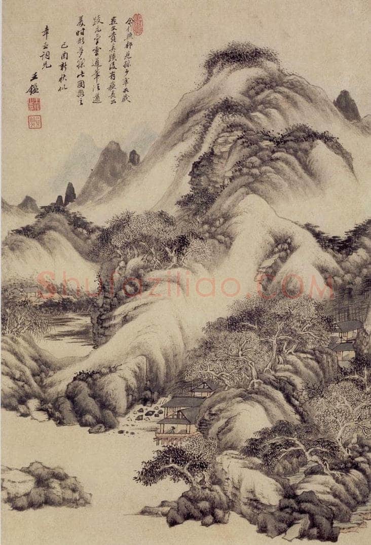 清 王鉴 仿燕文贵山水轴 书画作品