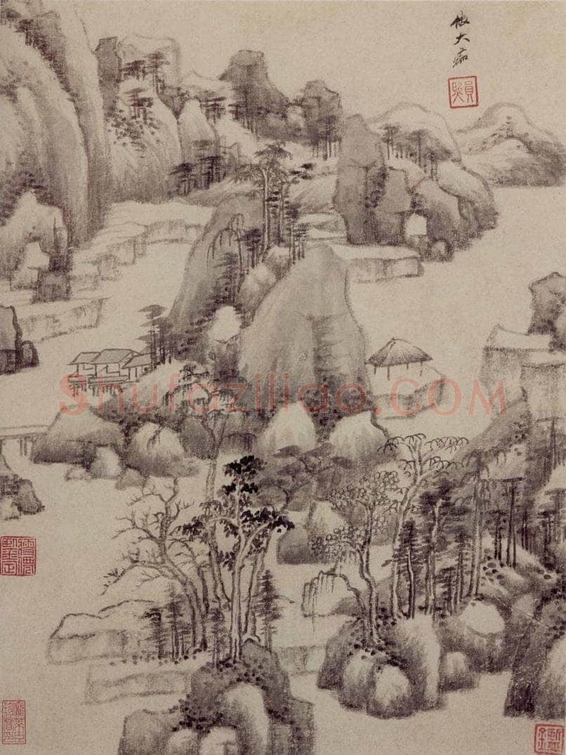 清 王鉴 仿古山水册 书画作品