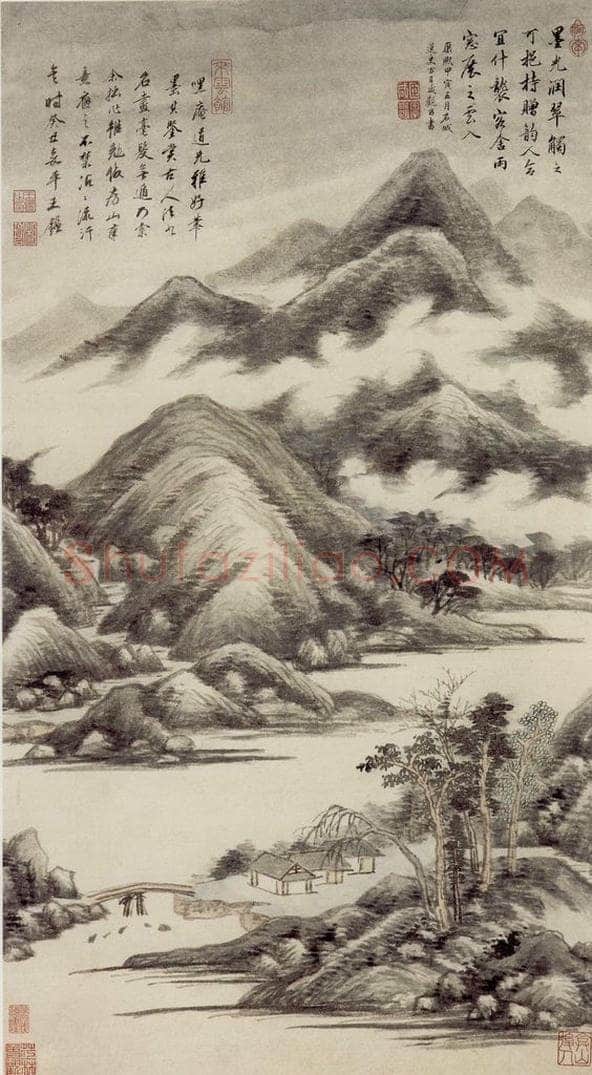 清 王鉴 仿高房山云山图轴 书画作品