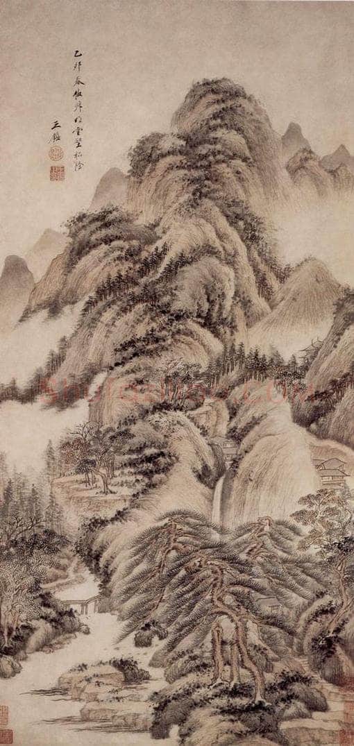 清 王鉴 云壑松阴图轴 书画作品