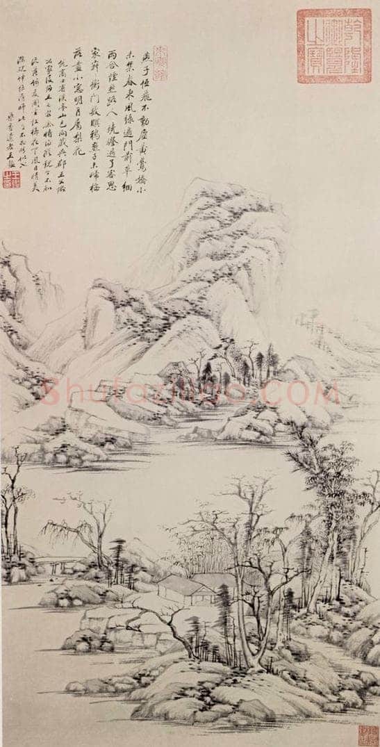 清 王鉴 溪亭山色图轴 书画作品
