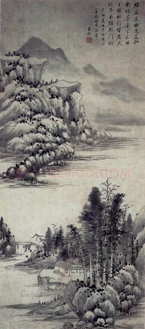 清 王鉴 仿沈周山水轴 书画作品