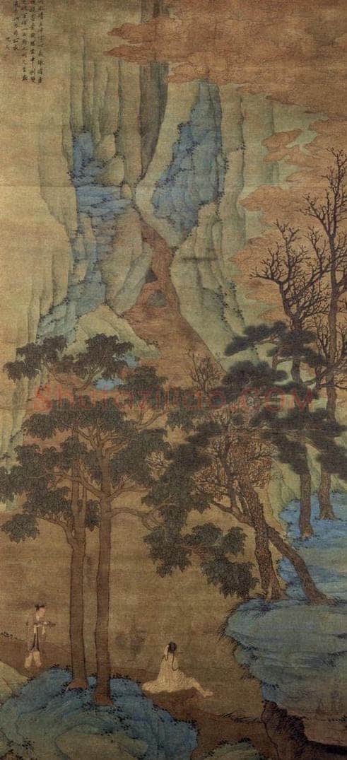 明 沈周 《桐荫濯足图轴》 书画作品