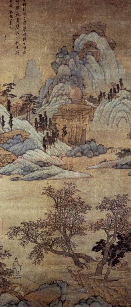 明 沈周 《青山红树图轴》 书画作品