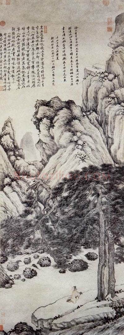 明 沈周 《虎丘送客图轴》 书画作品