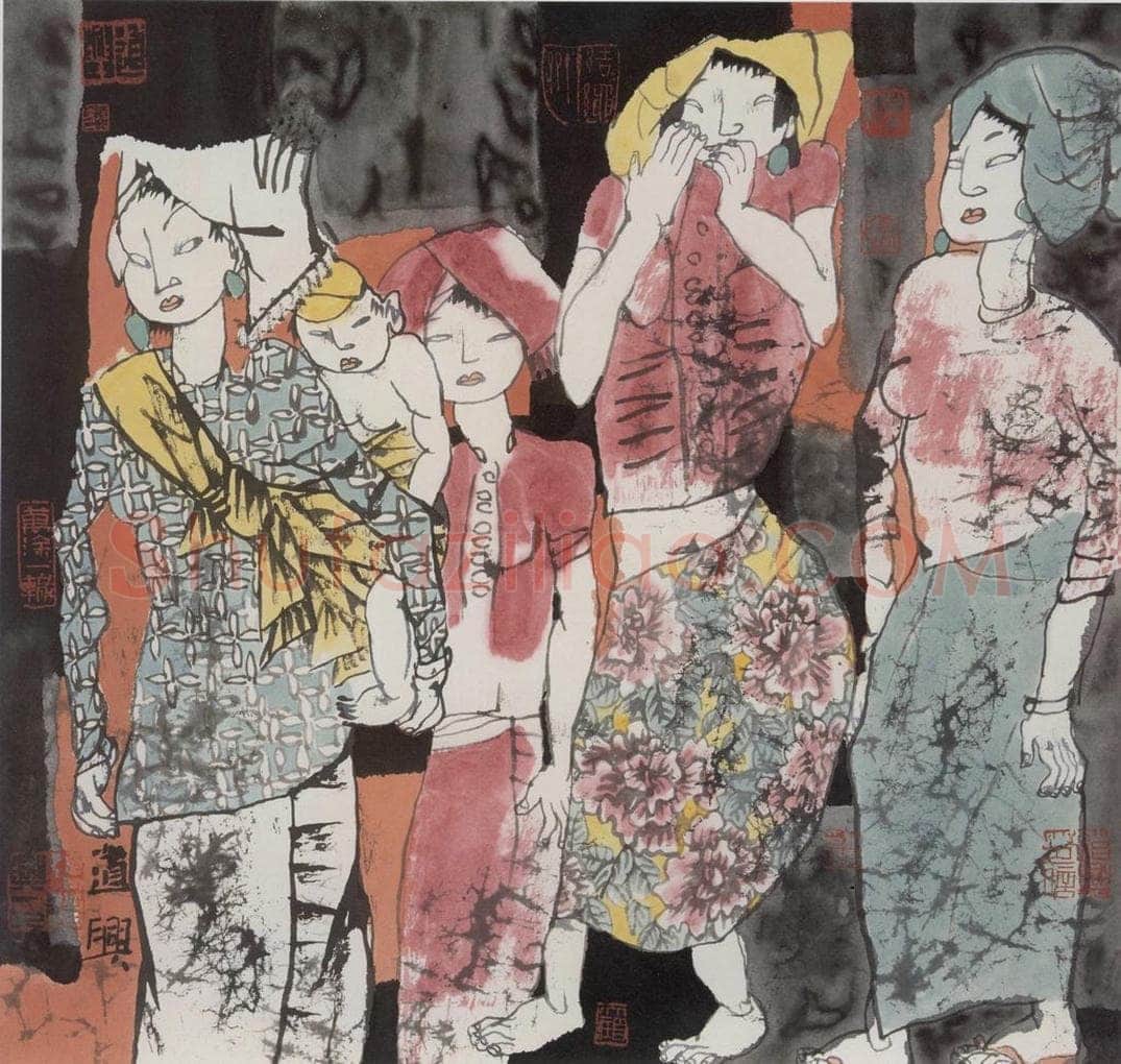 1990年 张道兴 《打洛小女》 书画作品