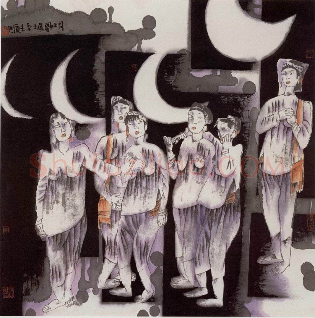 1991年 张道兴 《月上歌墟》 书画作品
