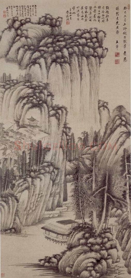 1653年 王翚 《仿巨然山水轴》 书画作品