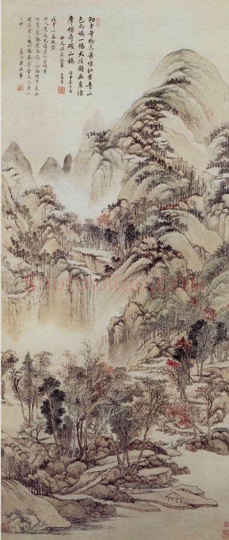 1668年 王翚 《虞山枫林图轴》 书画作品