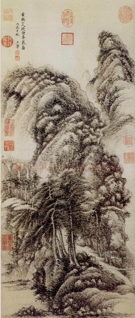 1676年 王翚 《陡壑奔泉图轴》 书画作品