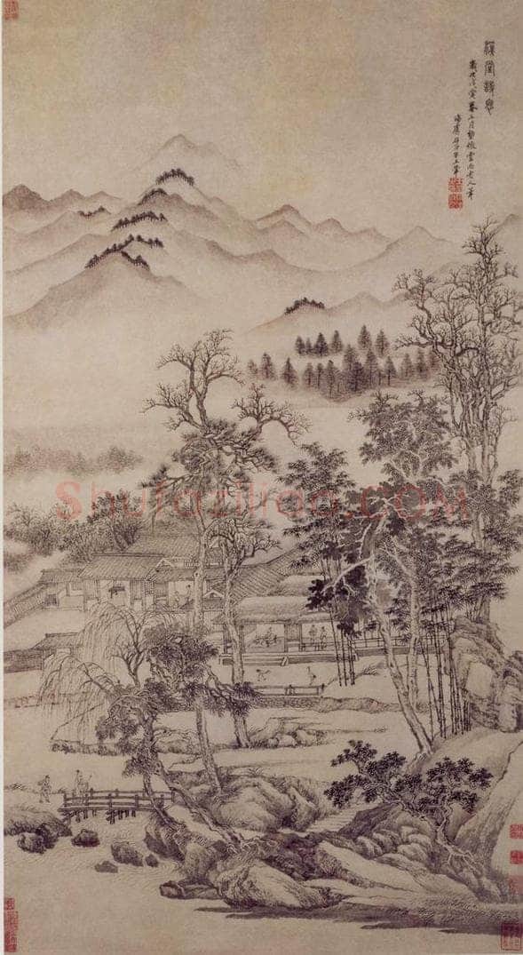 1698年 王翚 《溪堂诗思图轴》 书画作品