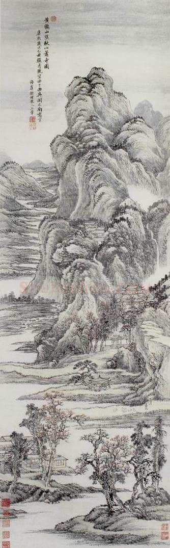 1709年 王翚 《秋山萧寺图轴》 书画作品
