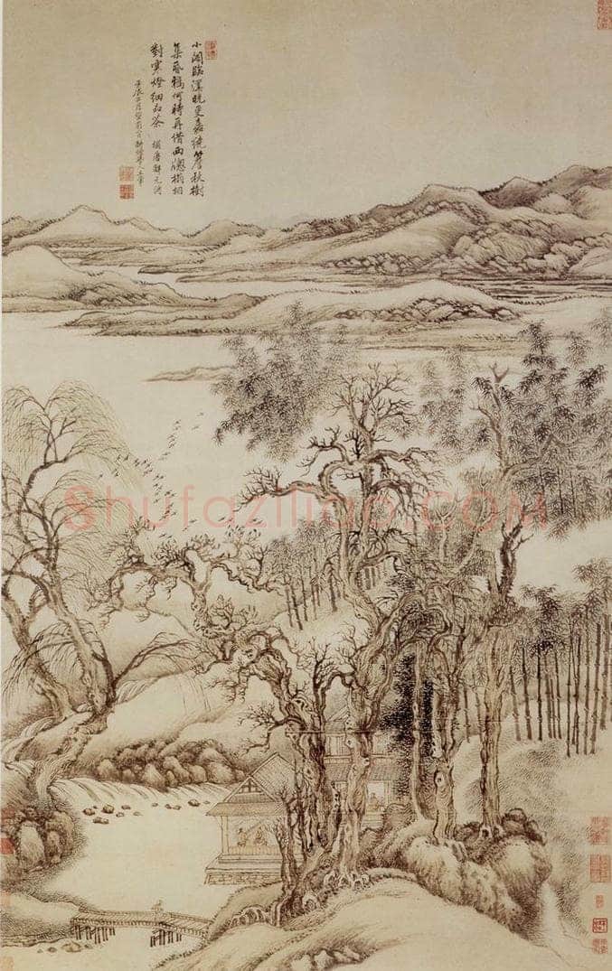 1712年 王翚 《仿唐寅秋树昏鸦图轴》 书画作品