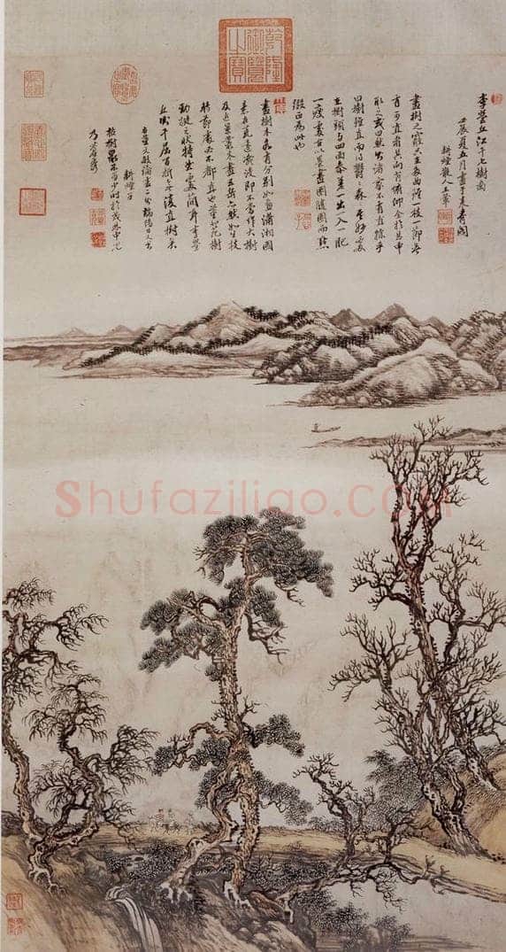 1712年 王翚 《江干七树图轴》 书画作品