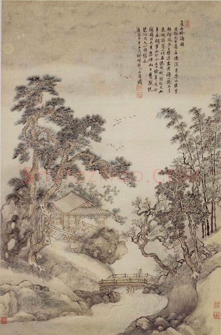 1714年 王翚 《夏五吟梅图轴》 书画作品