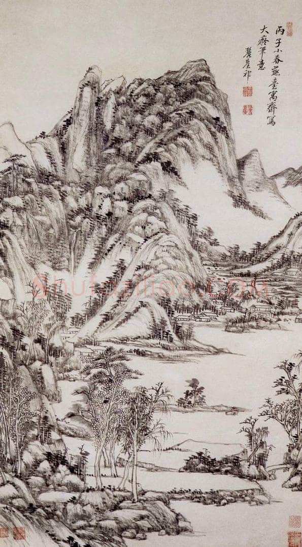 清 王原祁 《仿大痴山水图轴》 书画作品