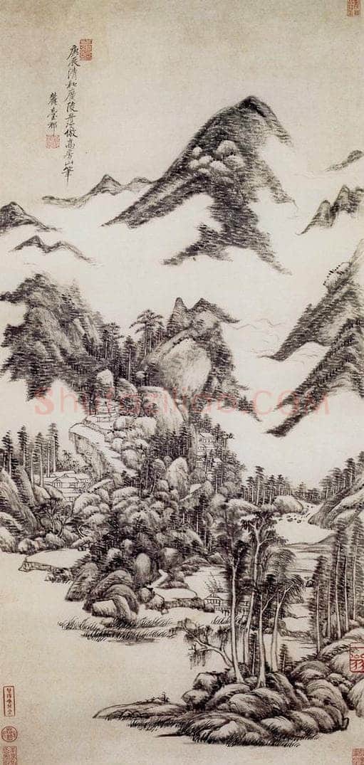 清 王原祁 《仿高克恭云山图轴》 书画作品