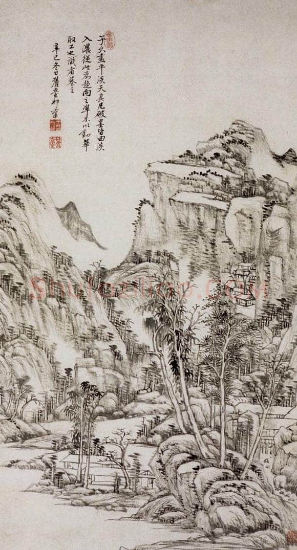 清 王原祁 溪山林屋图轴 书画作品