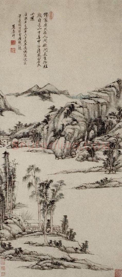 清 王原祁 《清泉白石图轴》 书画作品
