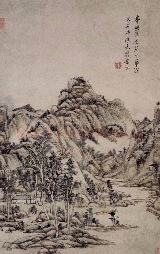 清 王原祁 《仿古山水图屏》 书画作品
