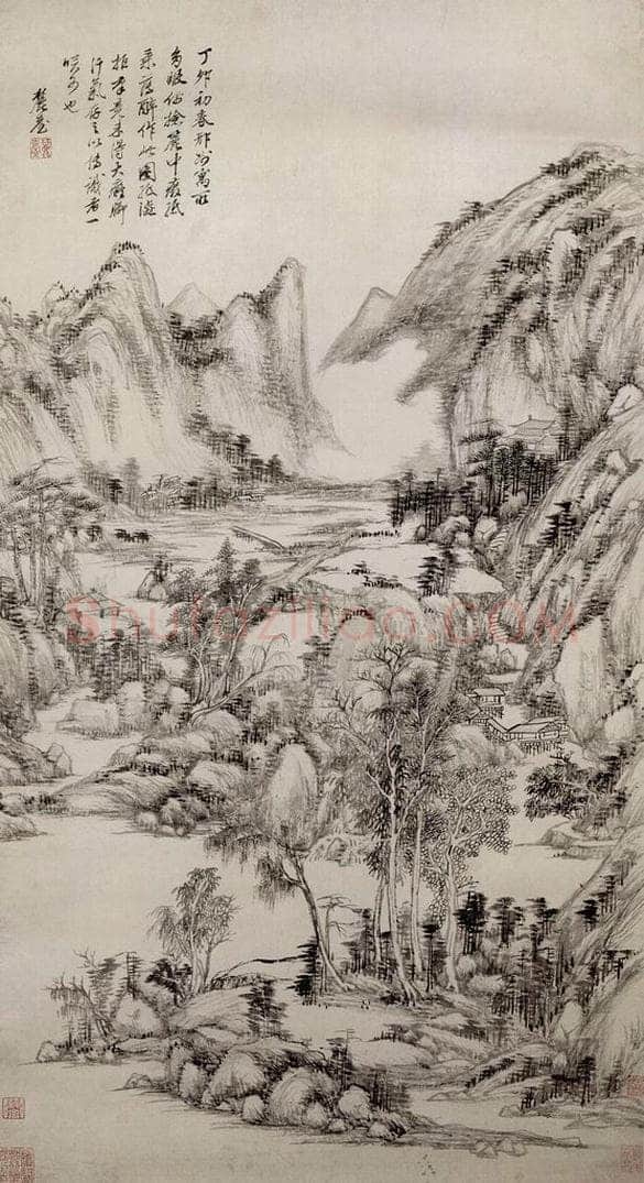 清 王原祁 《仿大痴山水图轴》 书画作品