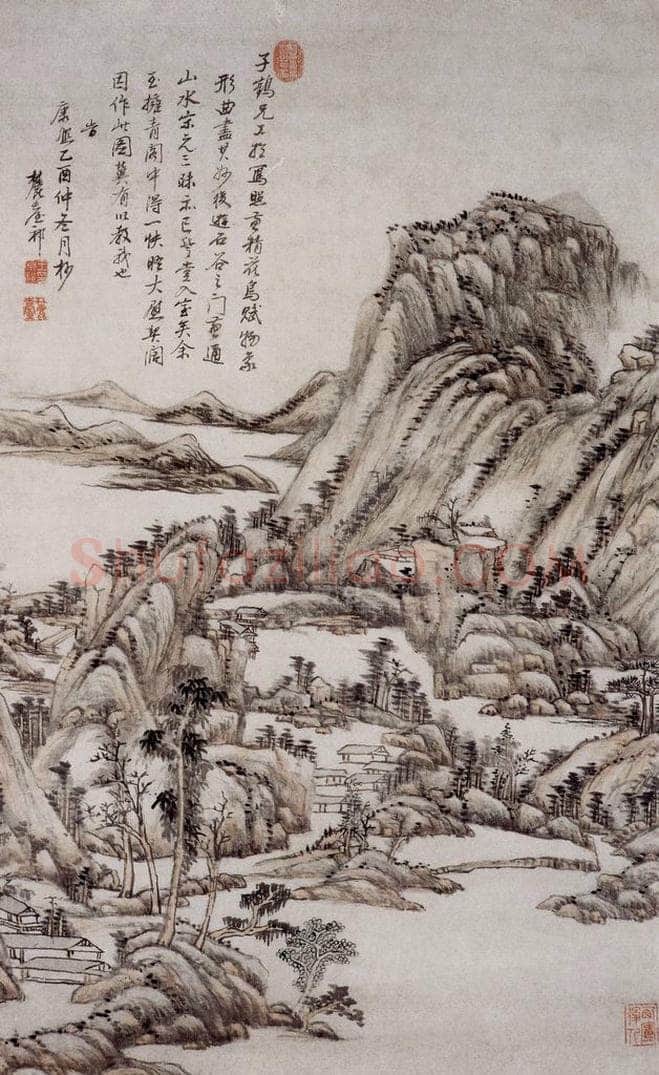 清 王原祁 《为杨晋画山水图轴》 书画作品