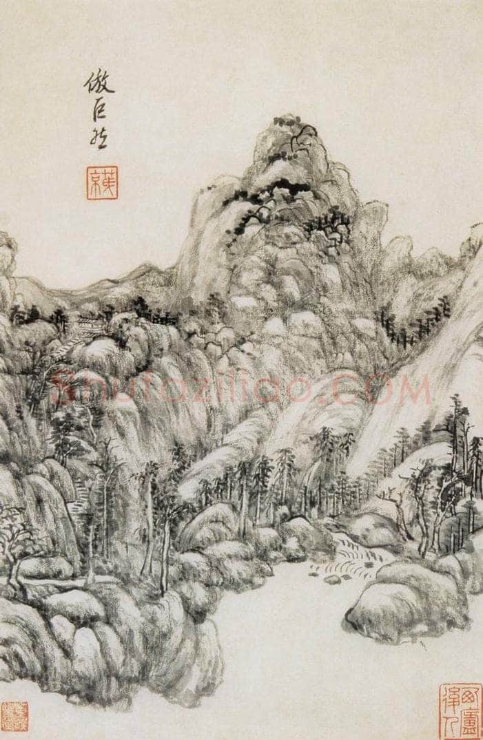 清 王原祁 《仿古山水图册》 书画作品
