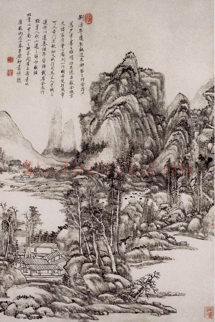 清 王原祁 《仿梅道人秋山图轴》 书画作品